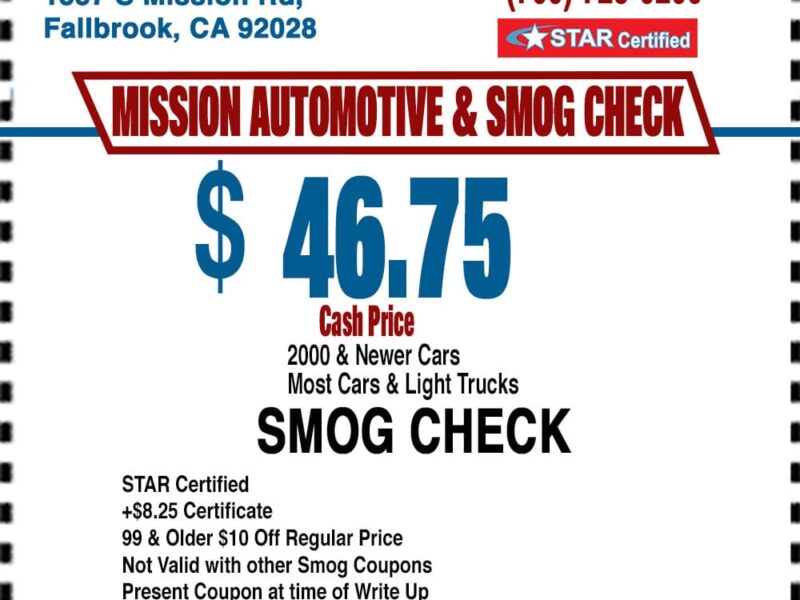 Smog Check coupon Fallbrook